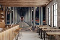 Structural ironwork mural of a Paris thoroughfare.