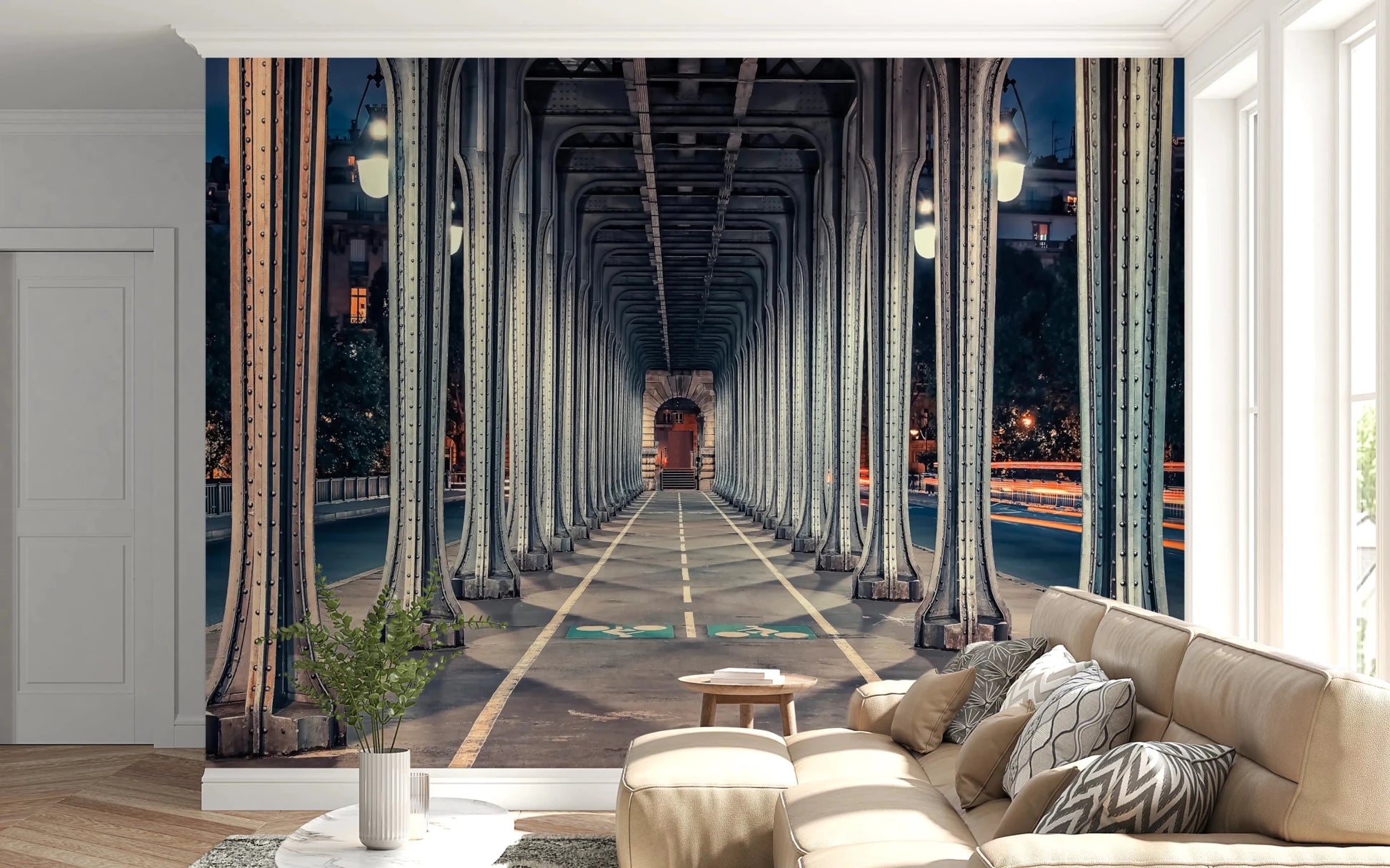 Industrial iron architecture of Paris mural art.