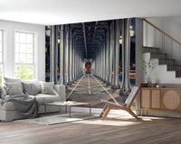 Moody industrial bridge architecture wall decor.