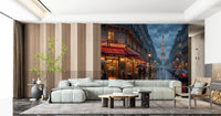 Lounge corner finished with the Parisian Glow wall mural in soft golden lightGD9508