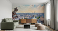 Stone statue Parisian Guardian Wall Mural for study room scenery.
