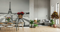 Iconic Eiffel Tower backdrop Parisian Love Story wall art.