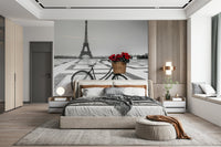 Monochrome city square Parisian Love Story wall decor.