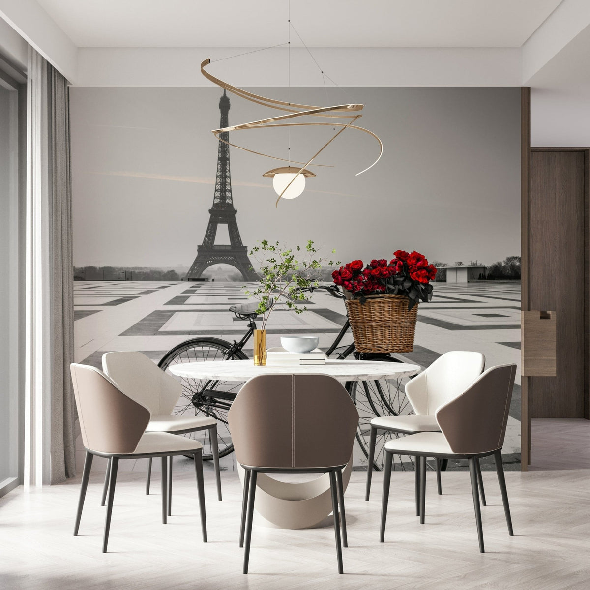 Parisian Love Story wallpaper for walls romantic flower bicycle., GD7254