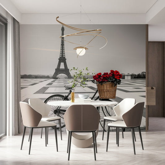 Parisian Love Story wallpaper for walls romantic flower bicycle.