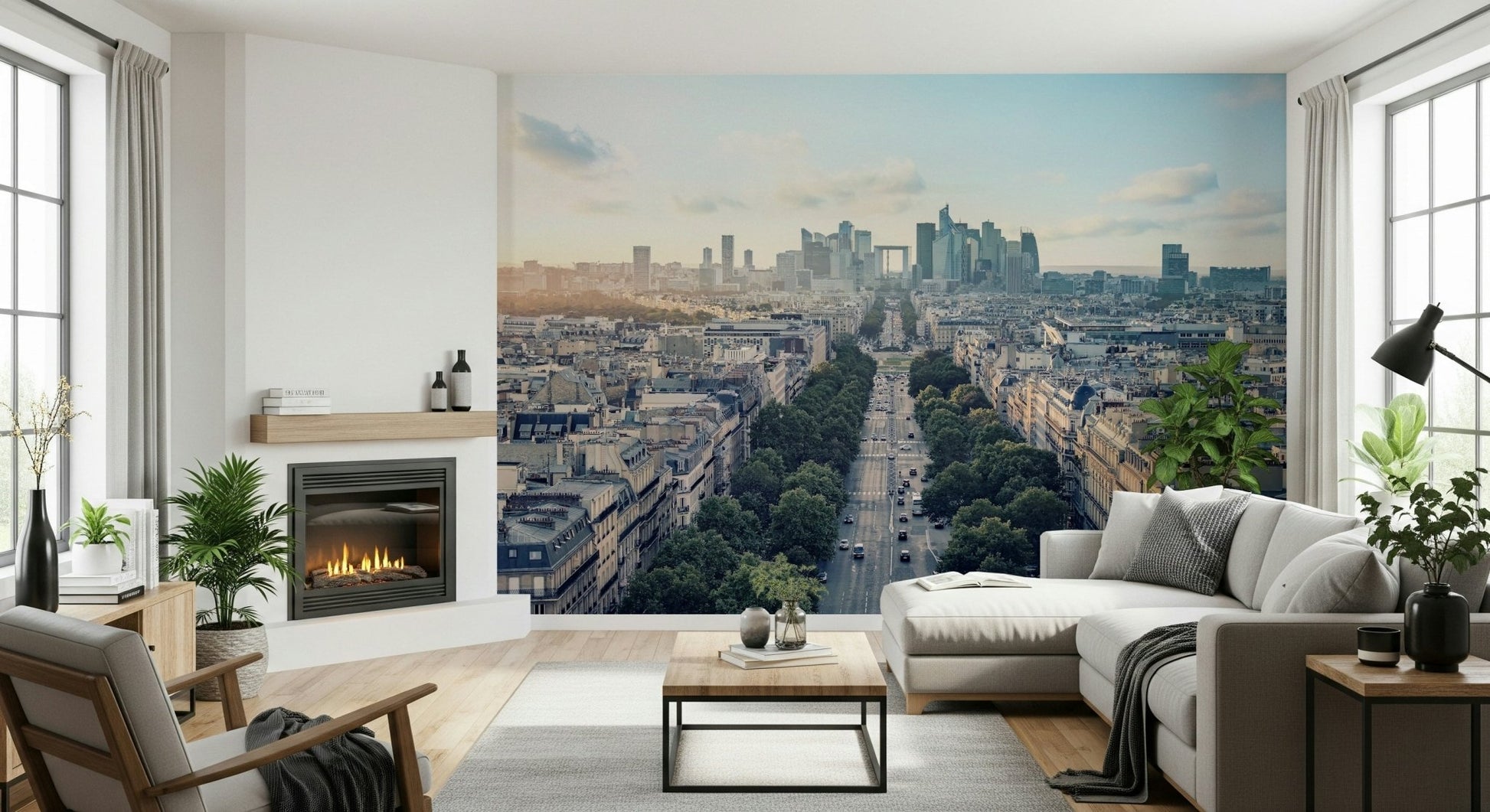 Parisian Panorama wallpaper mural shows urban city skyline