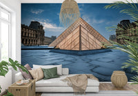 A calming abstract design wallpaper mural that defines a space.
