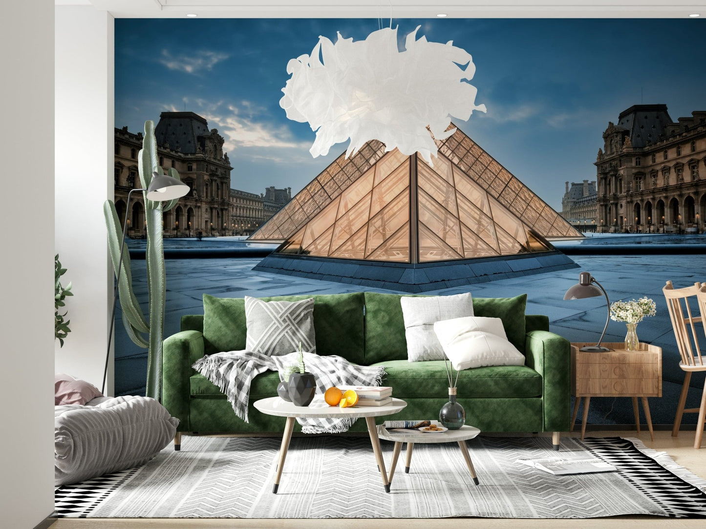 An artistic minimalist form mural for home decor.