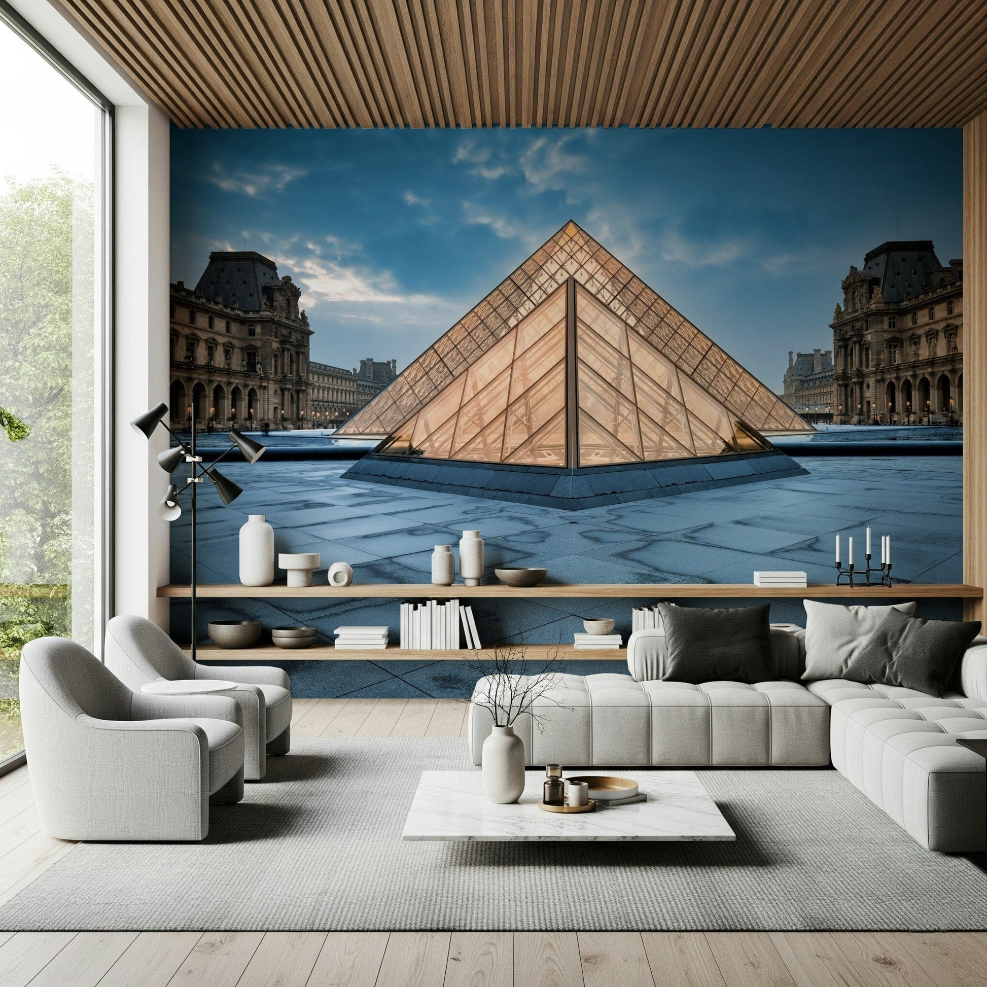 A beautiful modern art wall mural of delicate lines.