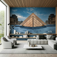 A beautiful modern art wall mural of delicate lines.