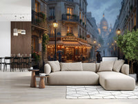 Living room shows the Montmartre café and dome scene as a wide wall mural
GD9507