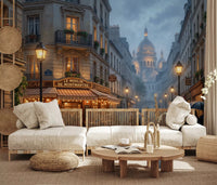 Cream Haussmann façades and ivy balconies line the Parisian Rain wall mural
GD9507