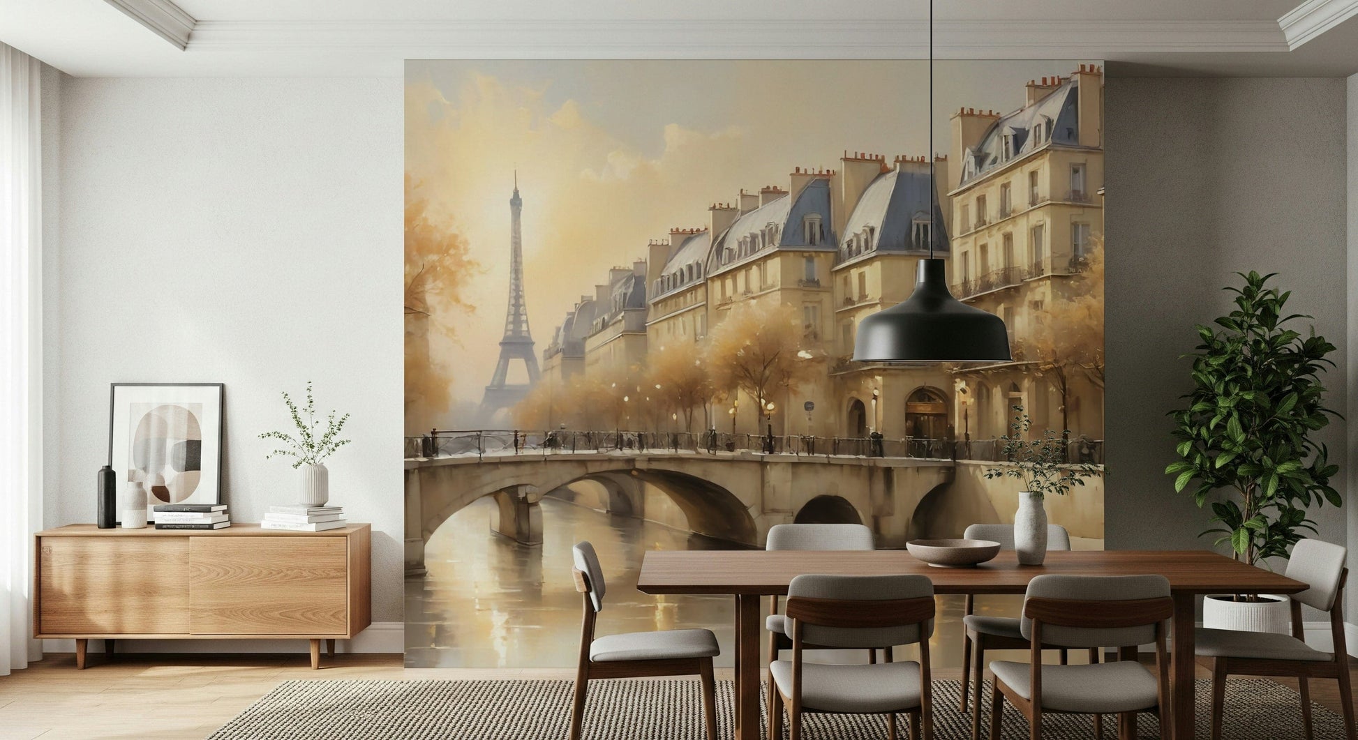 Chic Parisian Serenity Wall Mural for hallway wallpaper mural