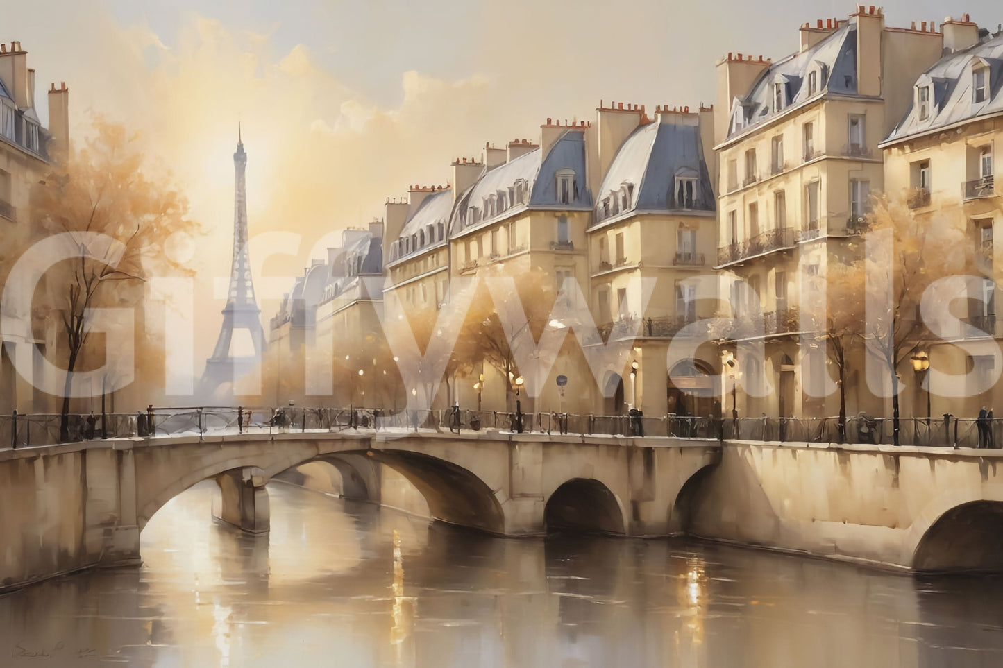 Artistic Parisian Serenity Wall Mural for creative workspace wall wallpaper mural