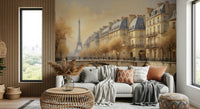Detailed sketch of French buildings wallpaper mural