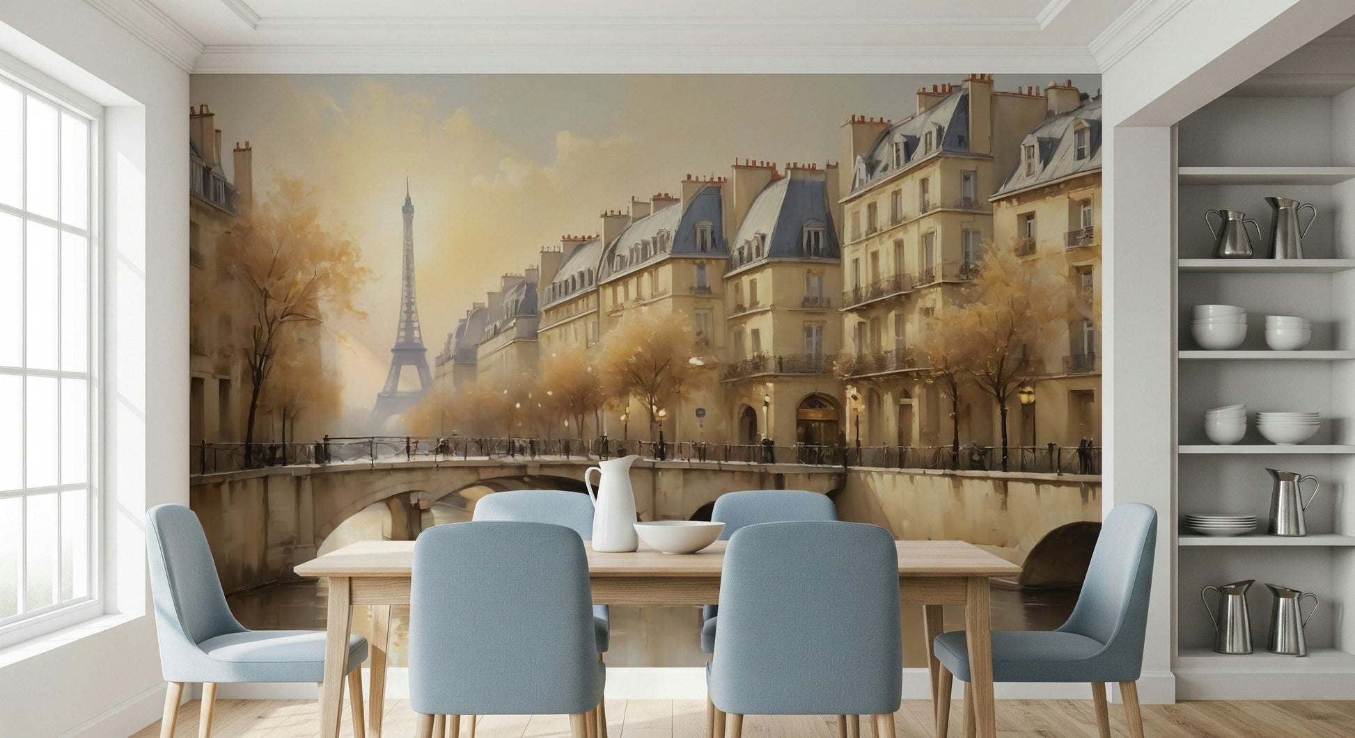 Monochrome Parisian Serenity Wall Mural for feature wall wallpaper mural