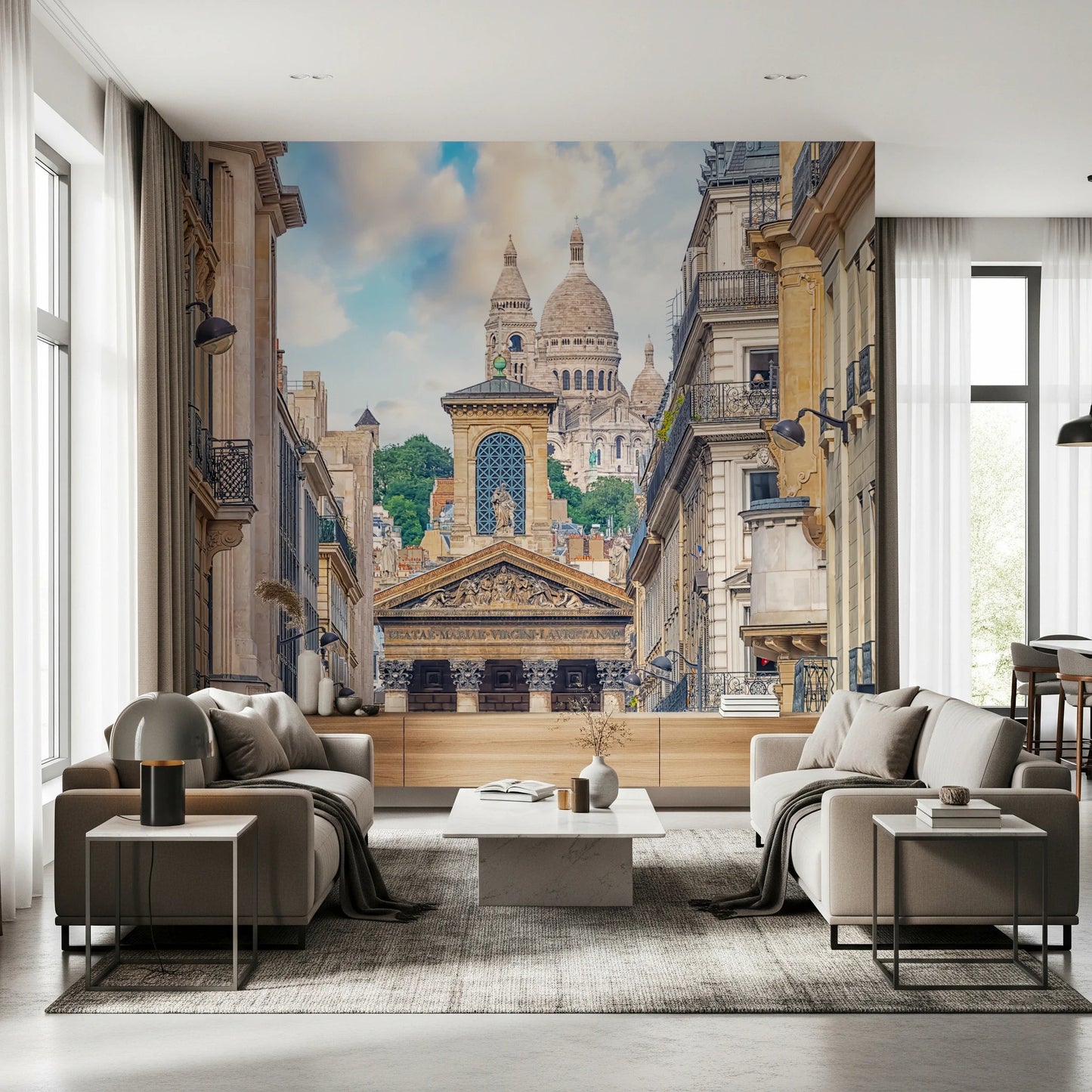 Parisian View Wall Mural street scene wallpaper.