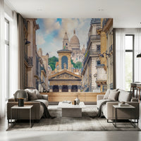 Parisian View Wall Mural street scene wallpaper.