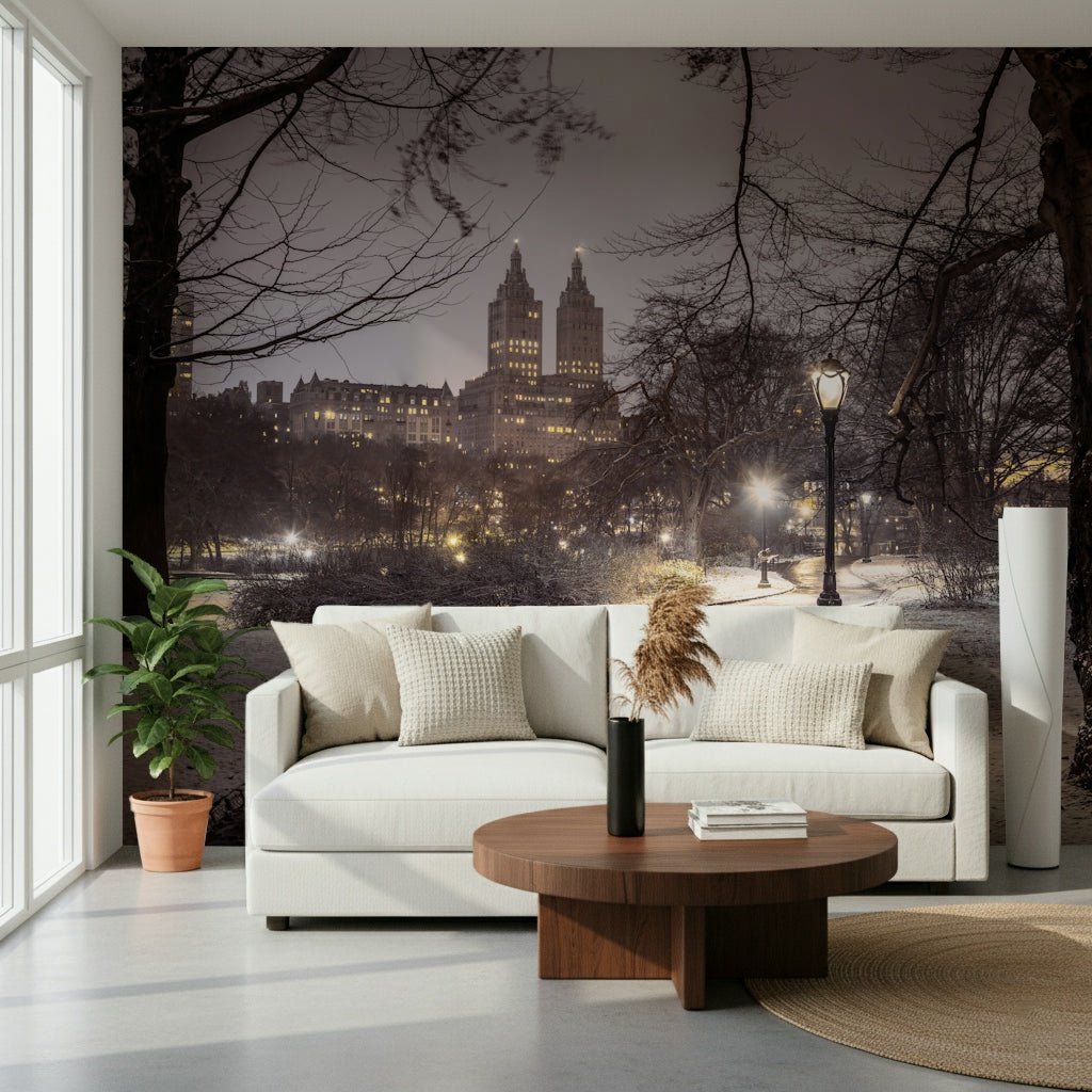 Spacious attic room, Park Path at Night wallpaper mural.