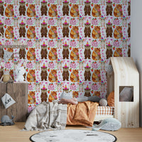 A beautiful animal parade wall mural for a living room., GD4682