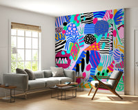 Bold decorative shapes Party forms wallpaper stimulating nursery background.