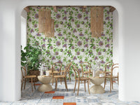 Watercolor style Passionflower Dream bedroom wallpaper.
