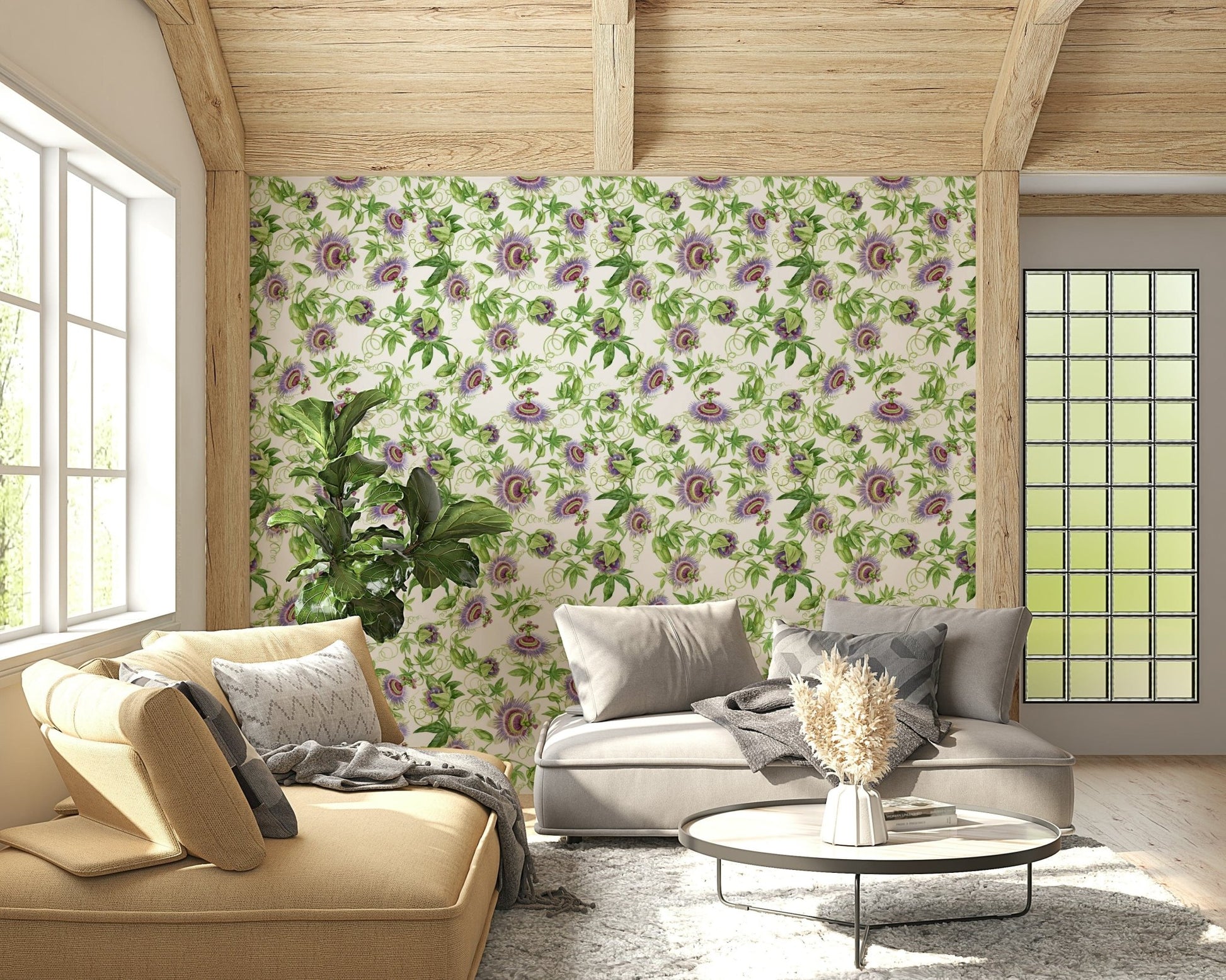 Exotic Passionflower Dream floral design mural.