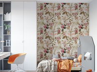 Vibrant Passionflower Paradise wallpaper in shades of purple and green.

