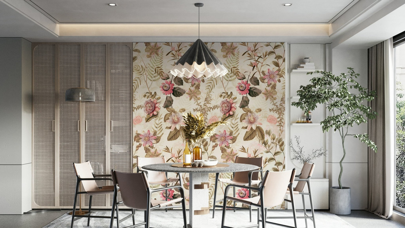 Passionflower Paradise wallpaper with vibrant floral patterns.

