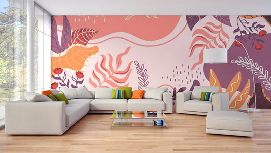 Abstract Large Leaves Wallpaper Mural design AB-17
