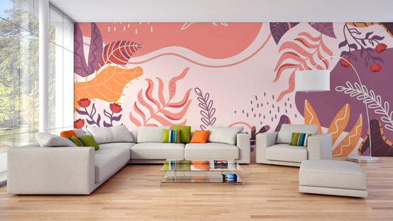 Abstract Large Leaves Wallpaper Mural design AB-17

