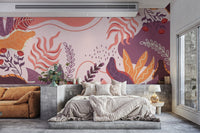 Abstract Large Green Leaves Wallpaper Mural - Giffywalls