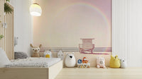 Tranquil pastel-colored beach mural for interiors.

