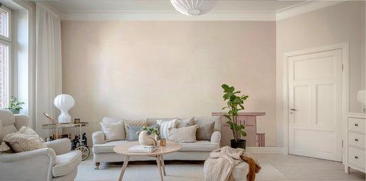 Soft pastel beach wall mural with gentle waves.

