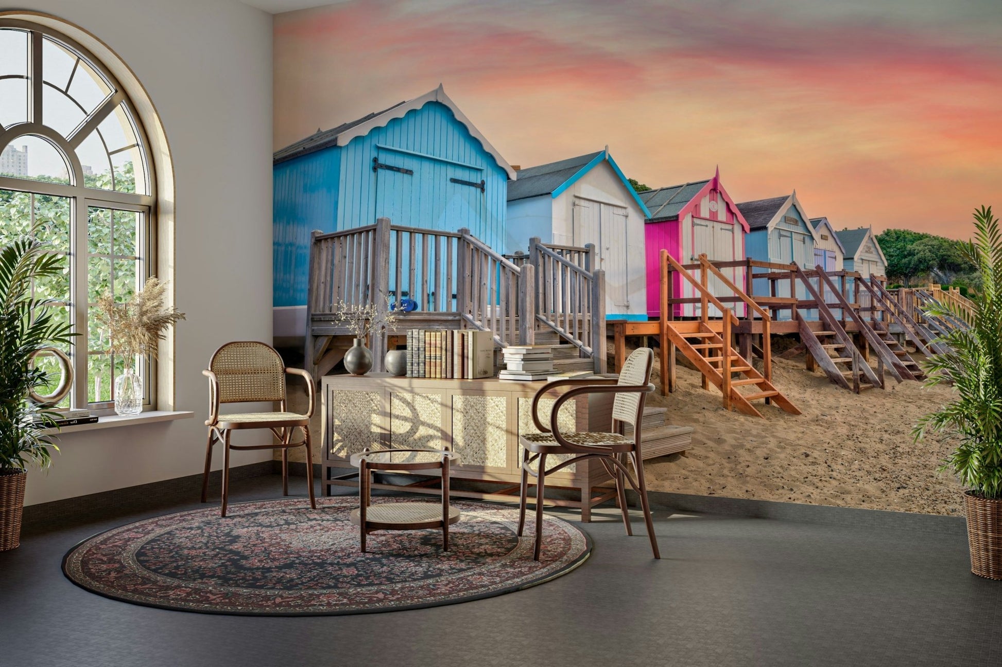 The colors are soft, muted tones of light blue, pale pink, mint green, and creamy yellow.

