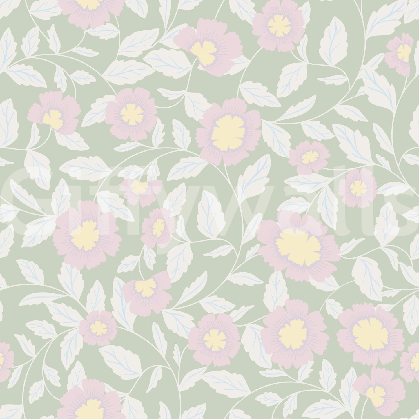 Pastel Blooms and foliage Wallpaper⁠