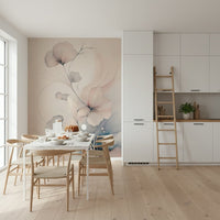 Headboard area showcasing the floral Pastel Blossom Daydream Wall Mural., GD6321