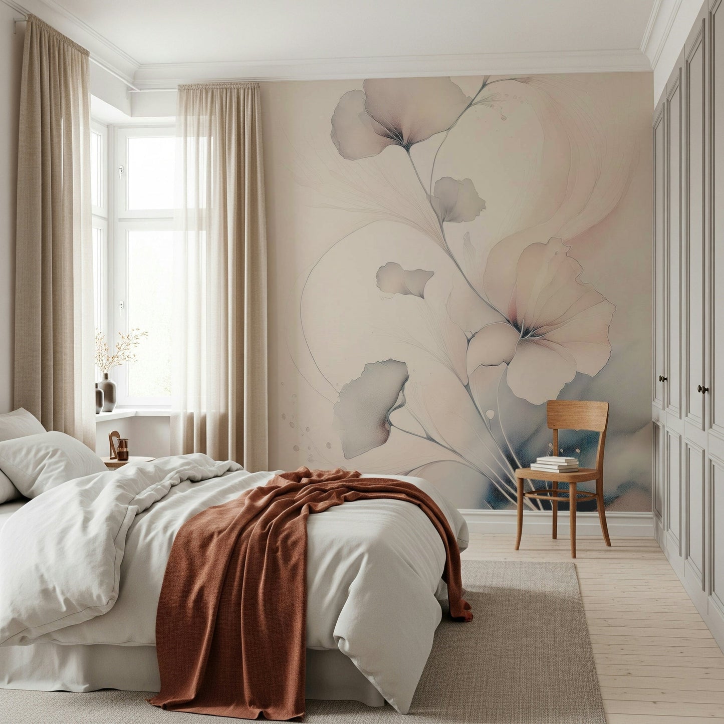 Accent wall featuring the gentle Pastel Blossom Daydream Wall Mural., GD6321