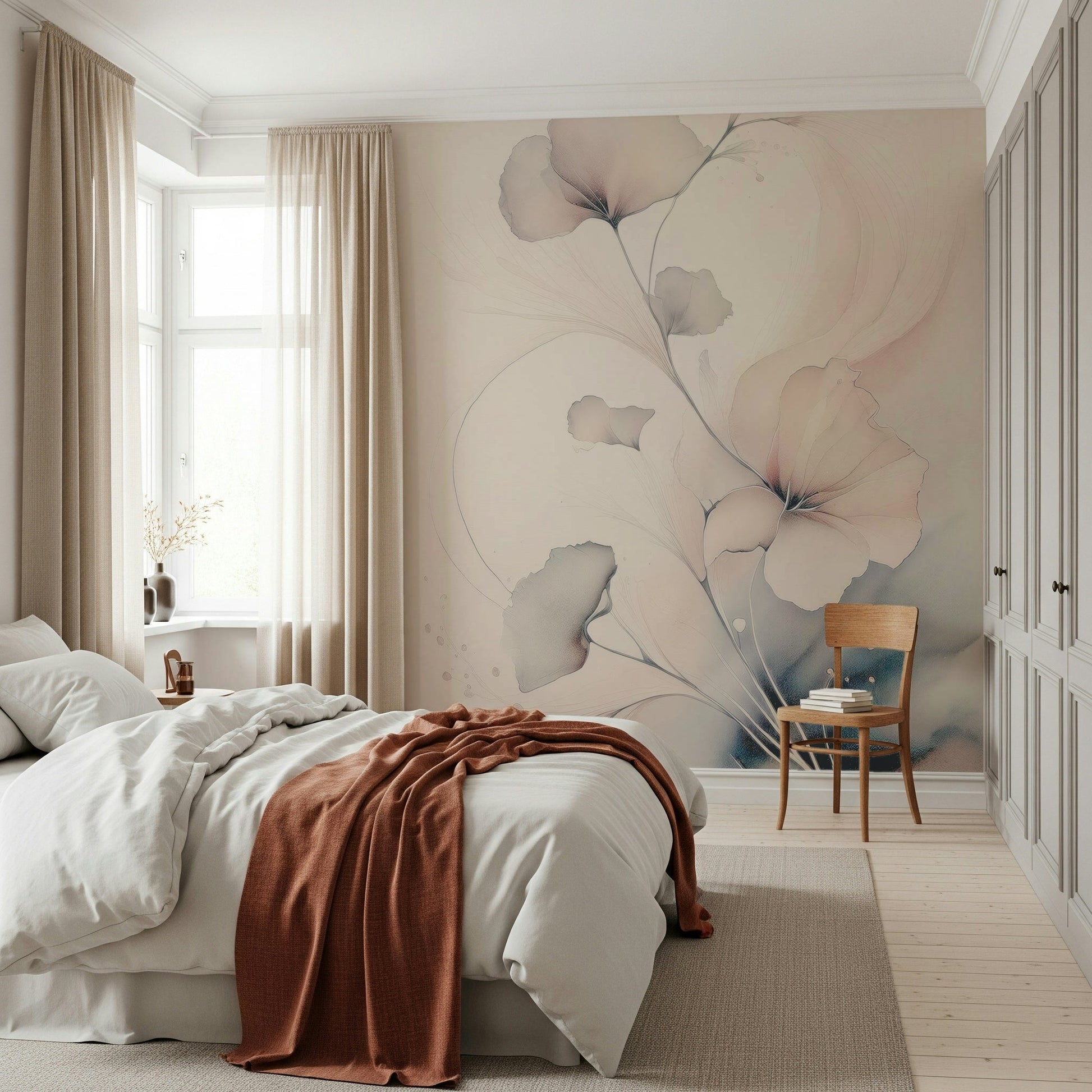 Accent wall featuring the gentle Pastel Blossom Daydream Wall Mural., GD6321