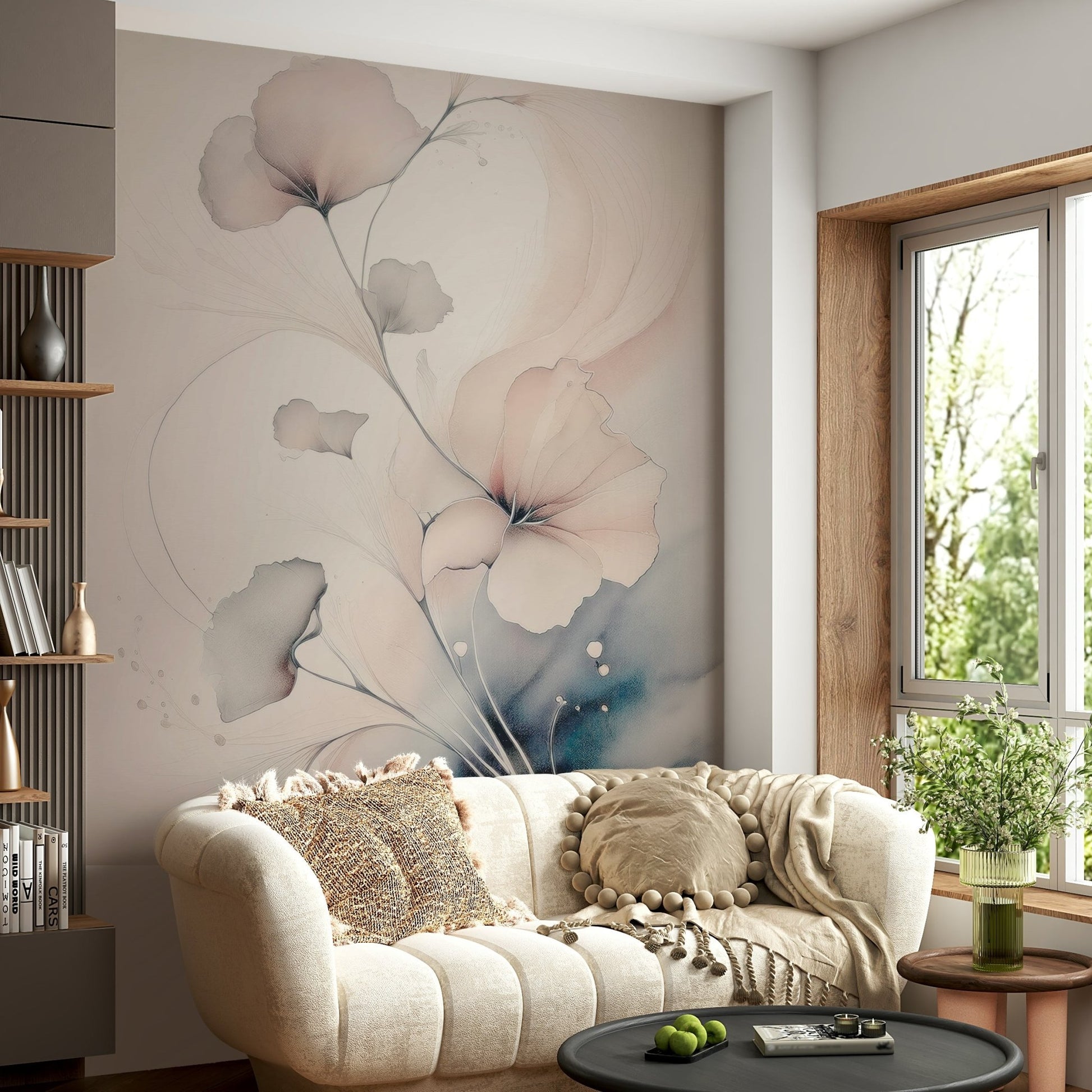 Bedroom wall decor using the inspiring Pastel Blossom Daydream Wall Mural., GD6321