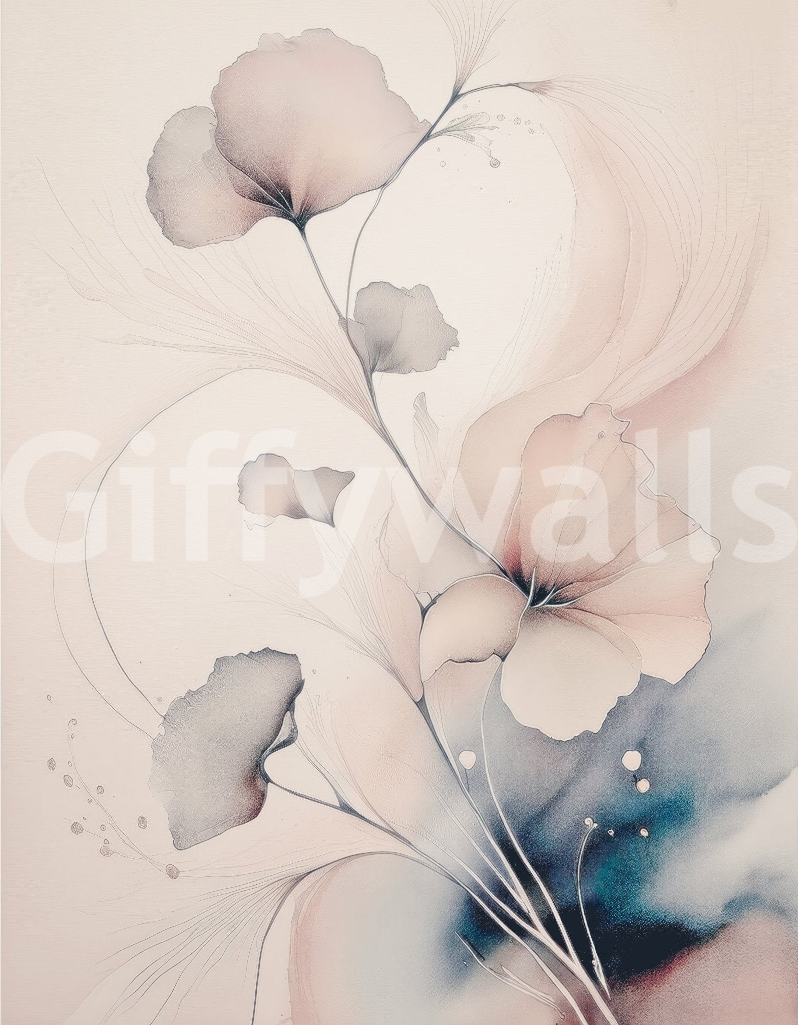 Abstract floral motif in the Pastel Blossom Daydream Wall Mural., GD6321