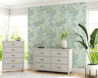 An artistic soft focus bloom mural on luxury wallpaper.