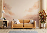 Create a dreamy atmosphere with pastel cloud mural.

