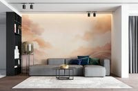 Pastel cloud mural for serene bedroom walls.


