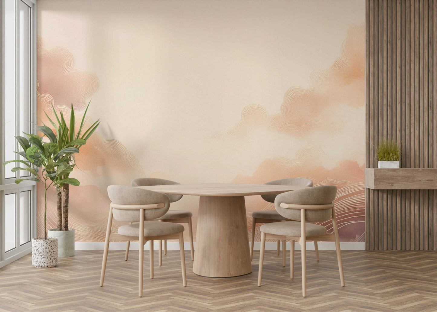Beautiful pastel cloud wall mural for tranquil rooms.


