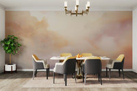 Calming pastel clouds mural for modern room decor.

