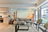 Subtle pastel cloud design for a tranquil space.

