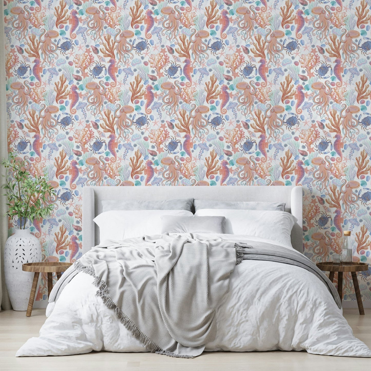 Blue crab and jellyfish wall mural GD471


