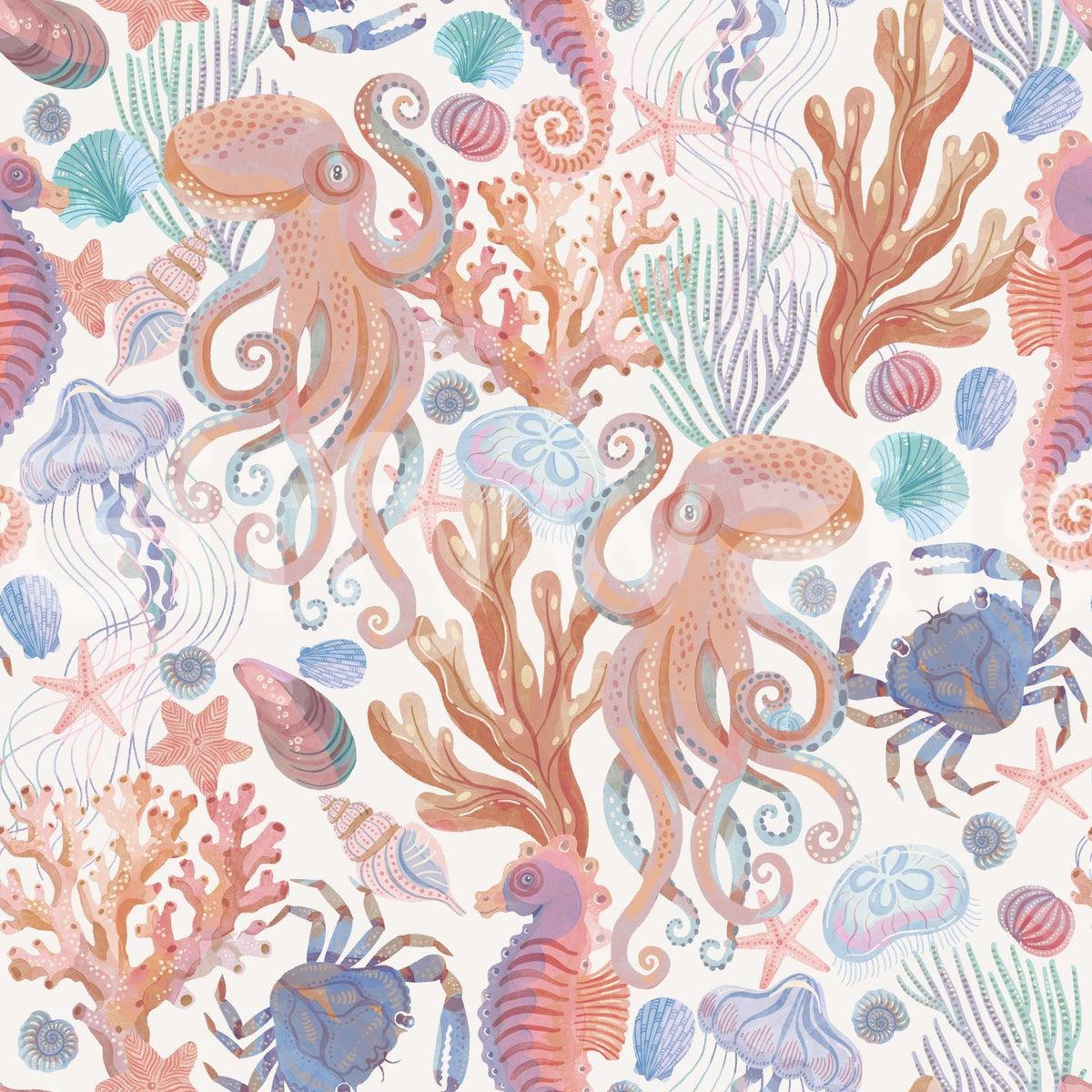 Whimsical marine design wallpaper GD471


