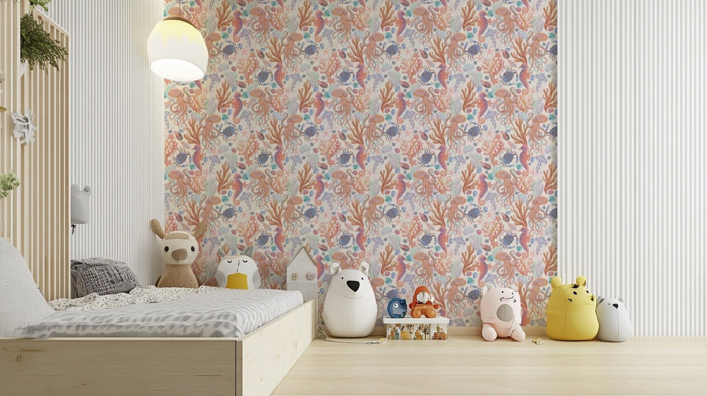 Starfish and shells wall illustration GD471

